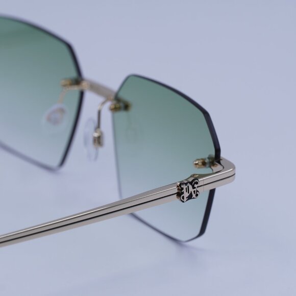 Palm Angels PERI10G QUARTZ 7654 Sunglasses Gold Geometric Frame, Green Lenses - Picture 10 of 11